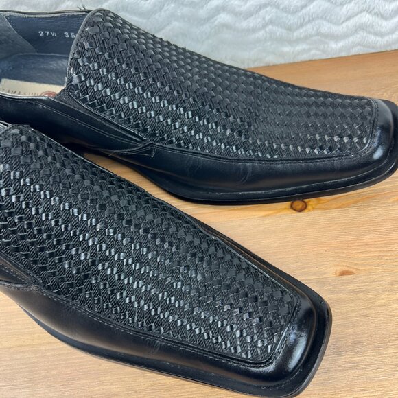 Woven Leather Mens Loafers Shoes Square Toe Retro Slip On Lamasini Sz 9 US EU 43 - Picture 4 of 16